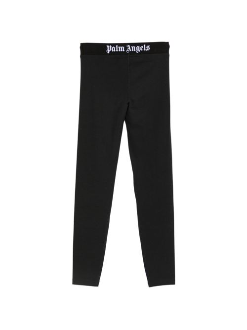 Leggings Palm Angels da donna neri con logo bianco PALM ANGELS | PAWVK002FB0011010